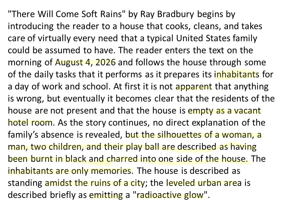 Literary elements august 2026 there will come soft rains ray bradbury